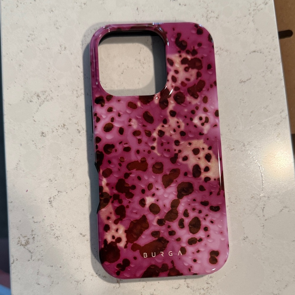 Burga Pink and Brown Speckled Phone Case. iphone 16 Pro